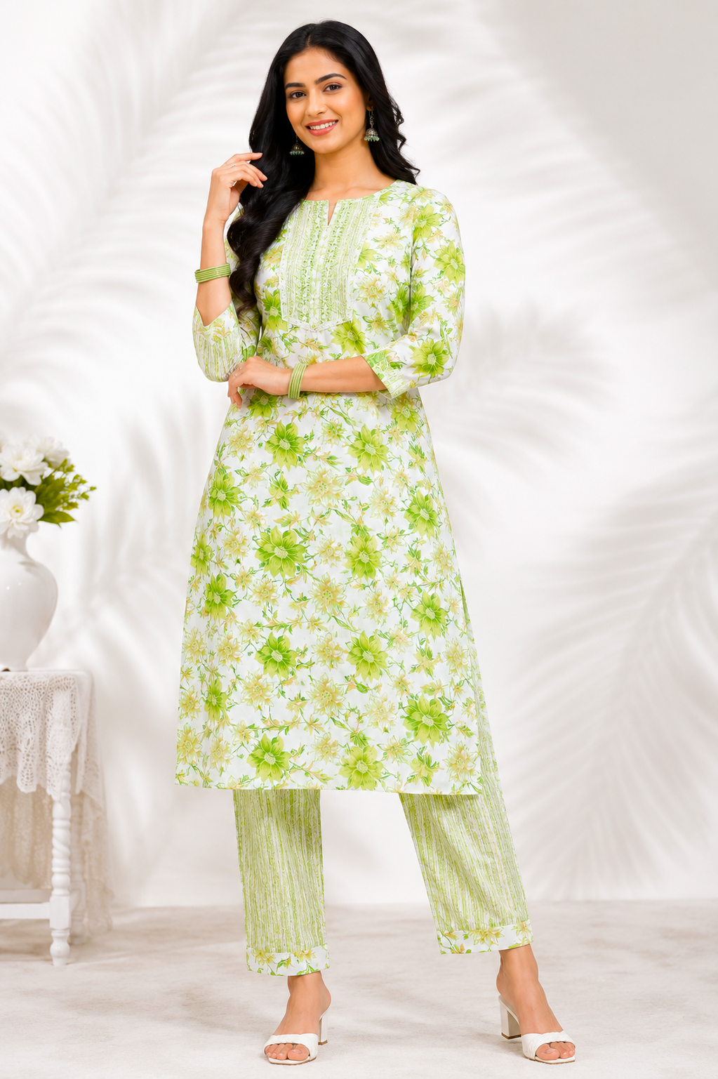Women Pure Cotton Kurti Pant Set