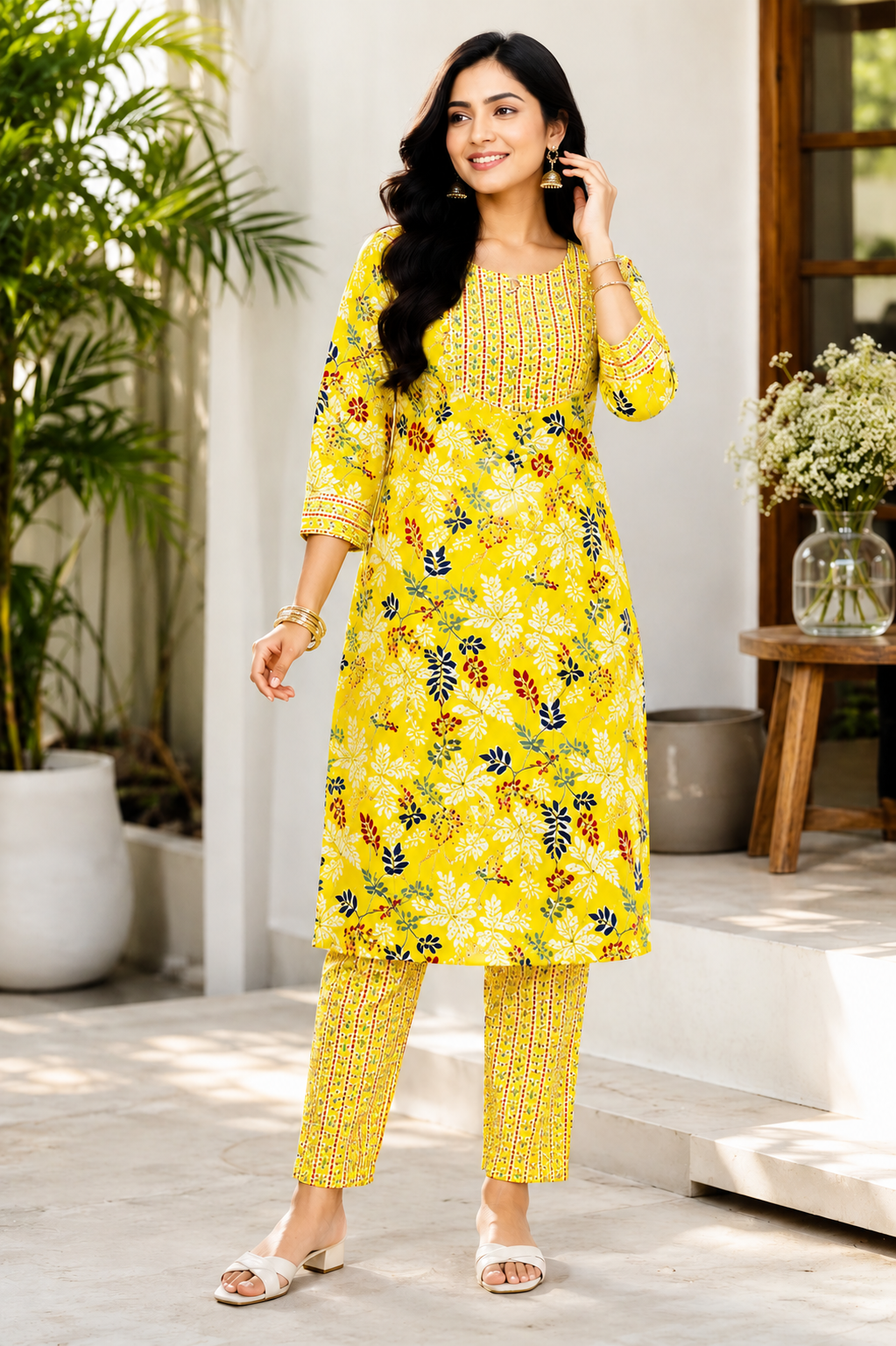 Women Pure Cotton Kurti Pant Set