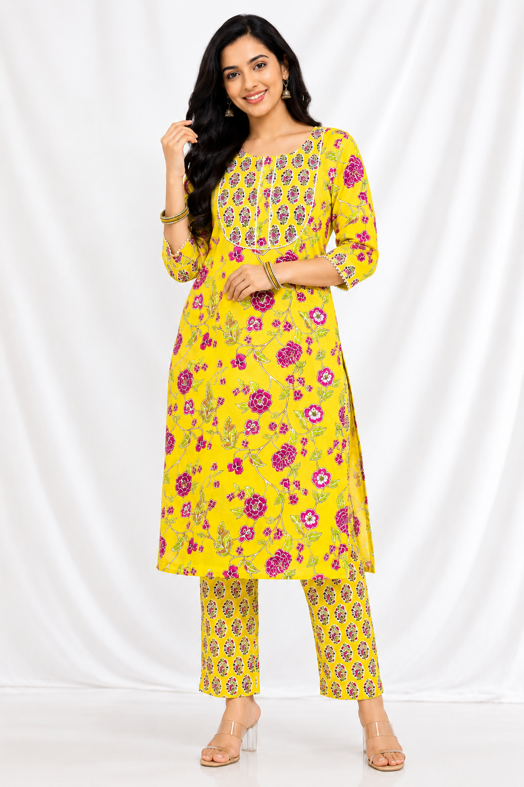 Women Pure Cotton Kurti Pant Set