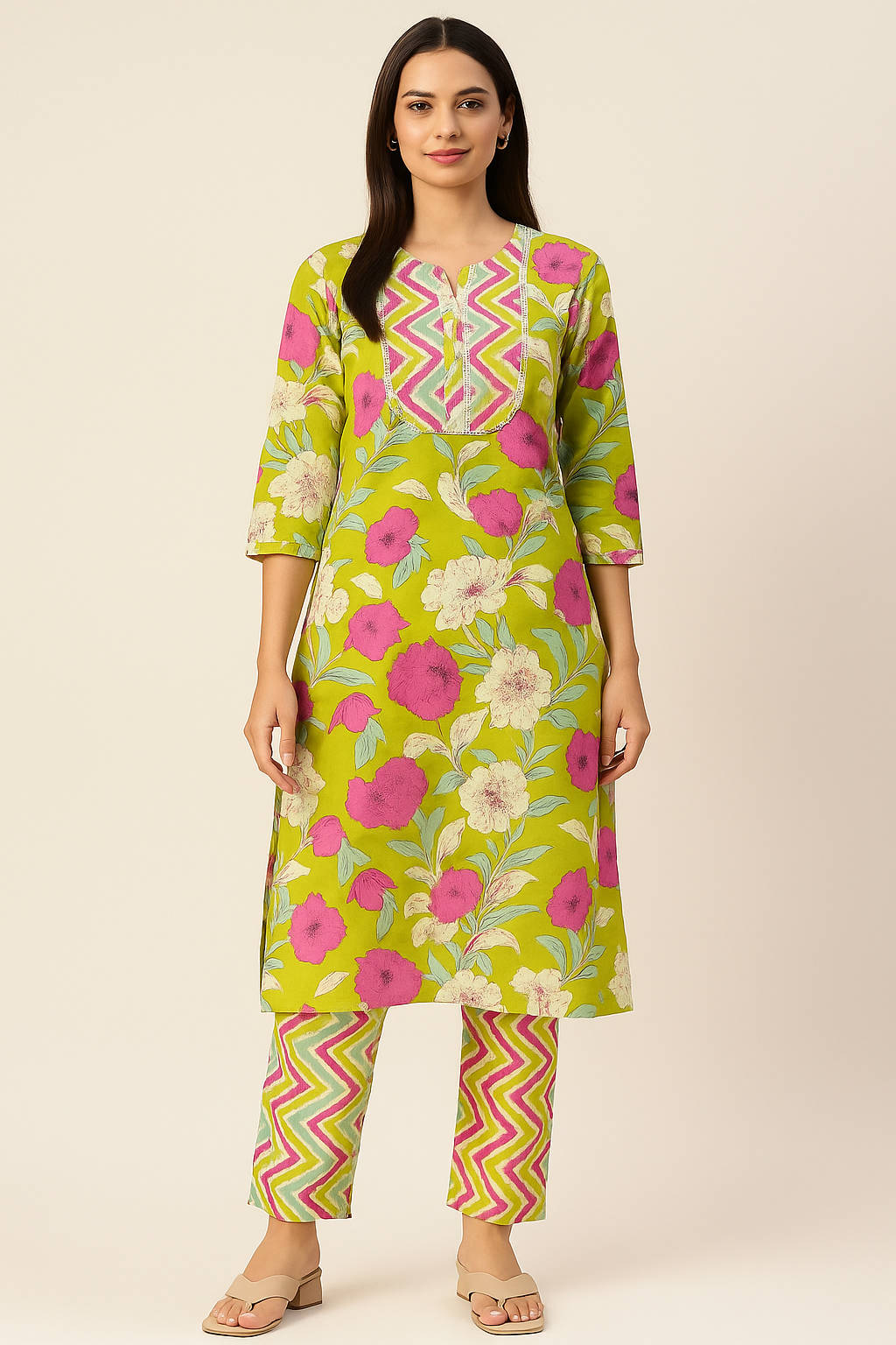 Women Pure Cotton Kurti Pant Set