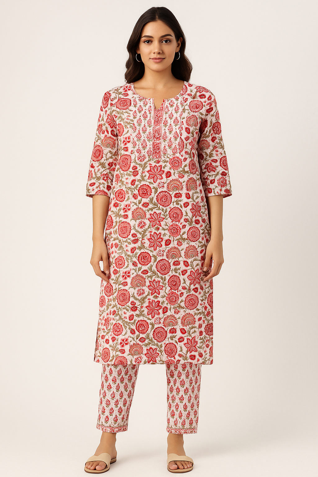 Women Pure Cotton Kurti Pant Set