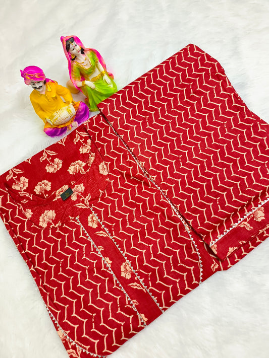 Women Pure Cotton Kurti Pant Set