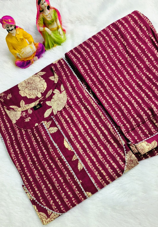 Women Pure Cotton Kurti Pant Set