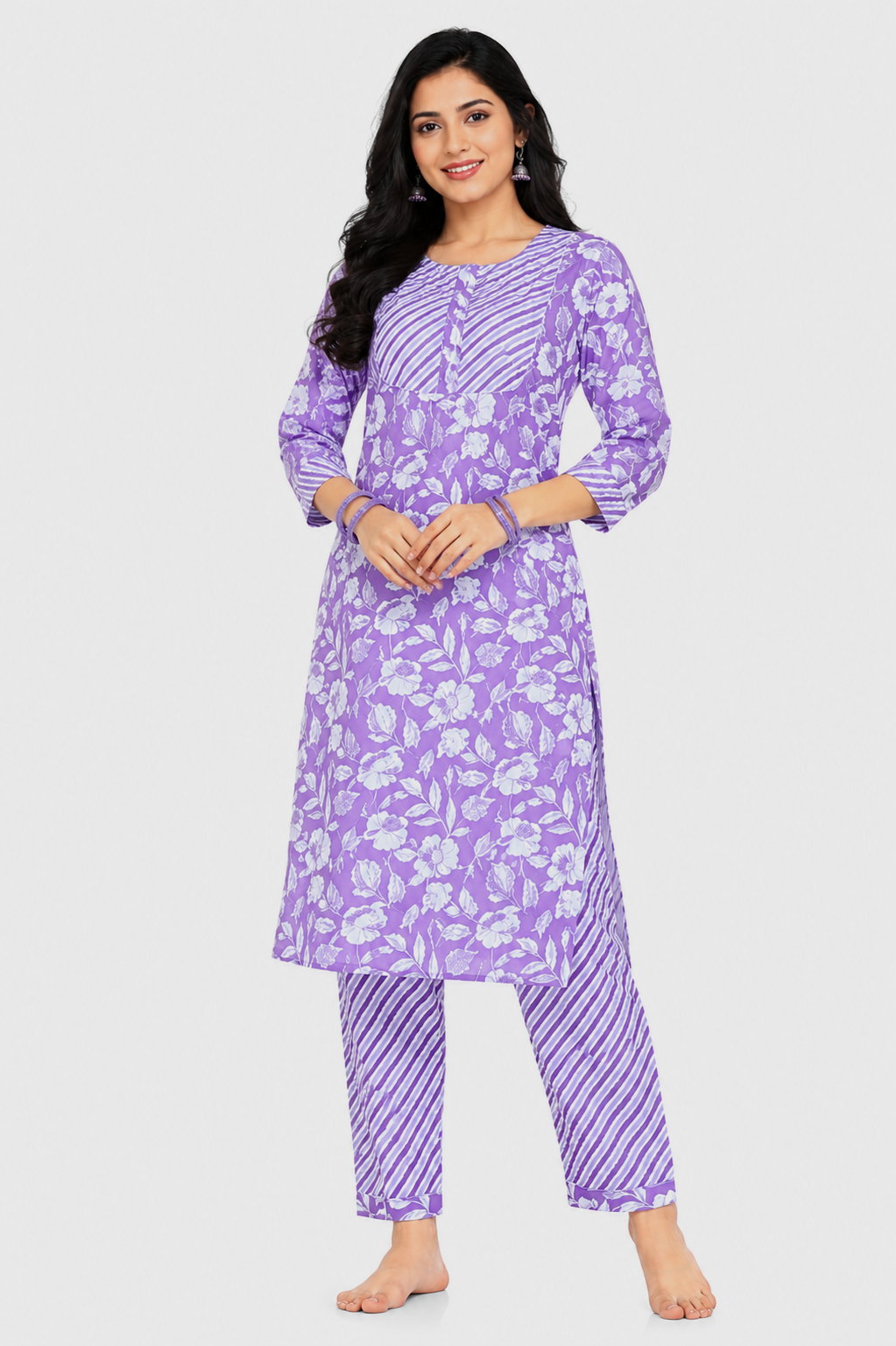 Women Pure Cotton Kurti Pant Set