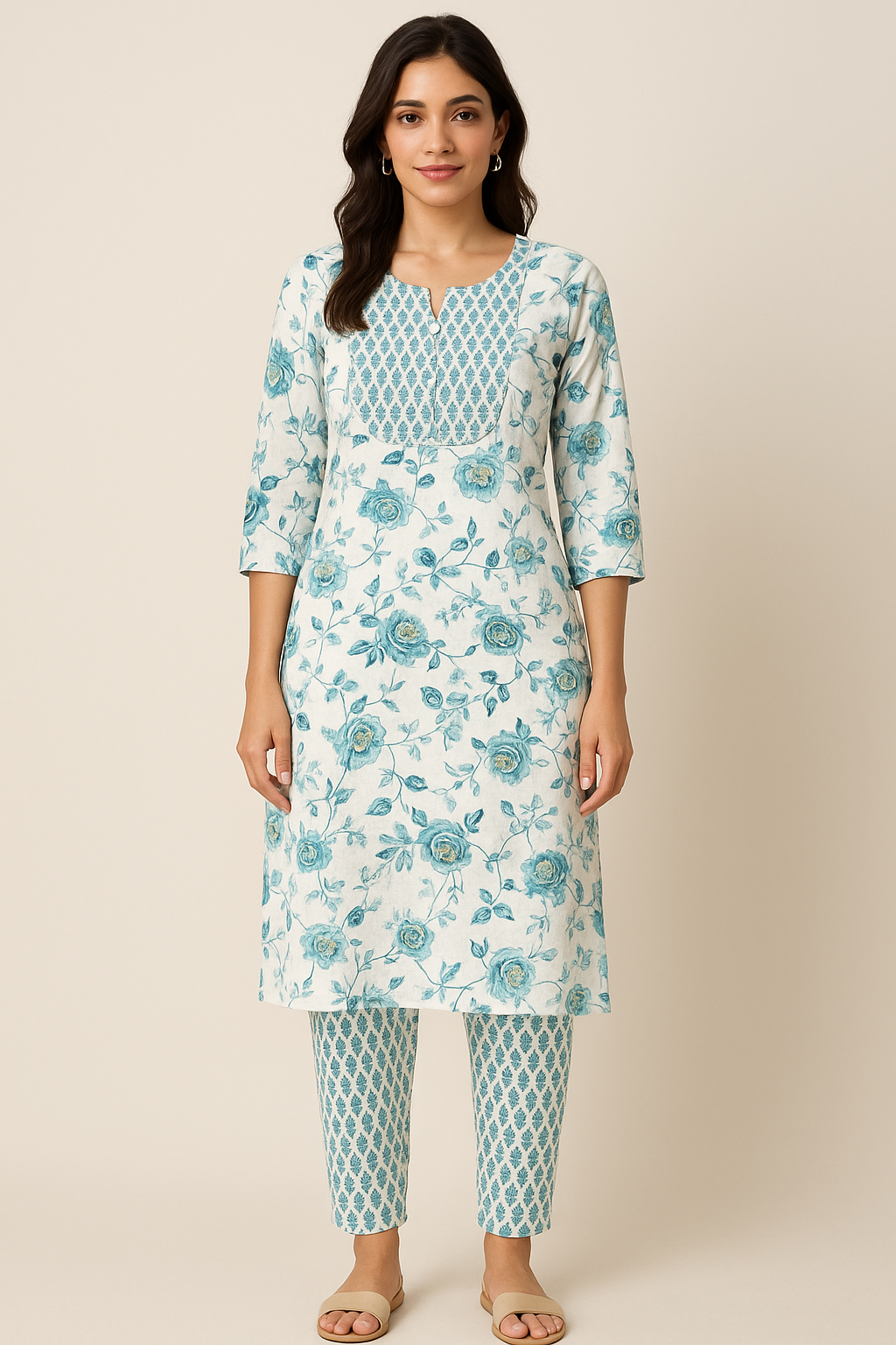 Women Pure Cotton Kurti Pant Set