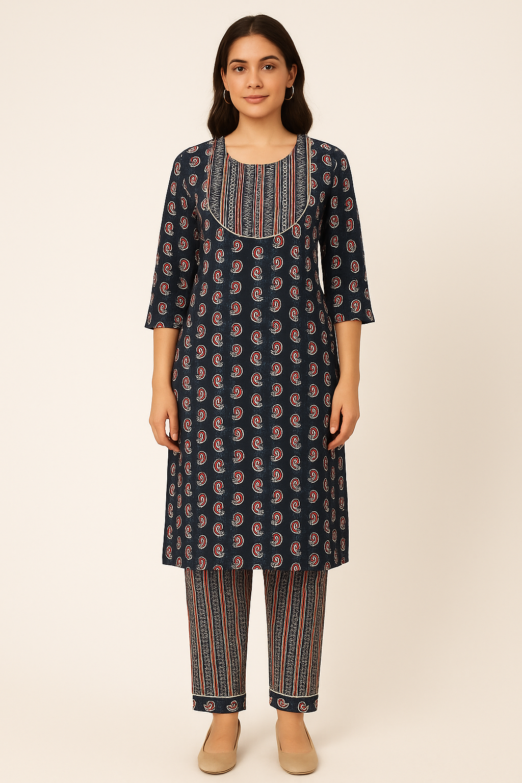 Women Pure Cotton Kurti Pant Set