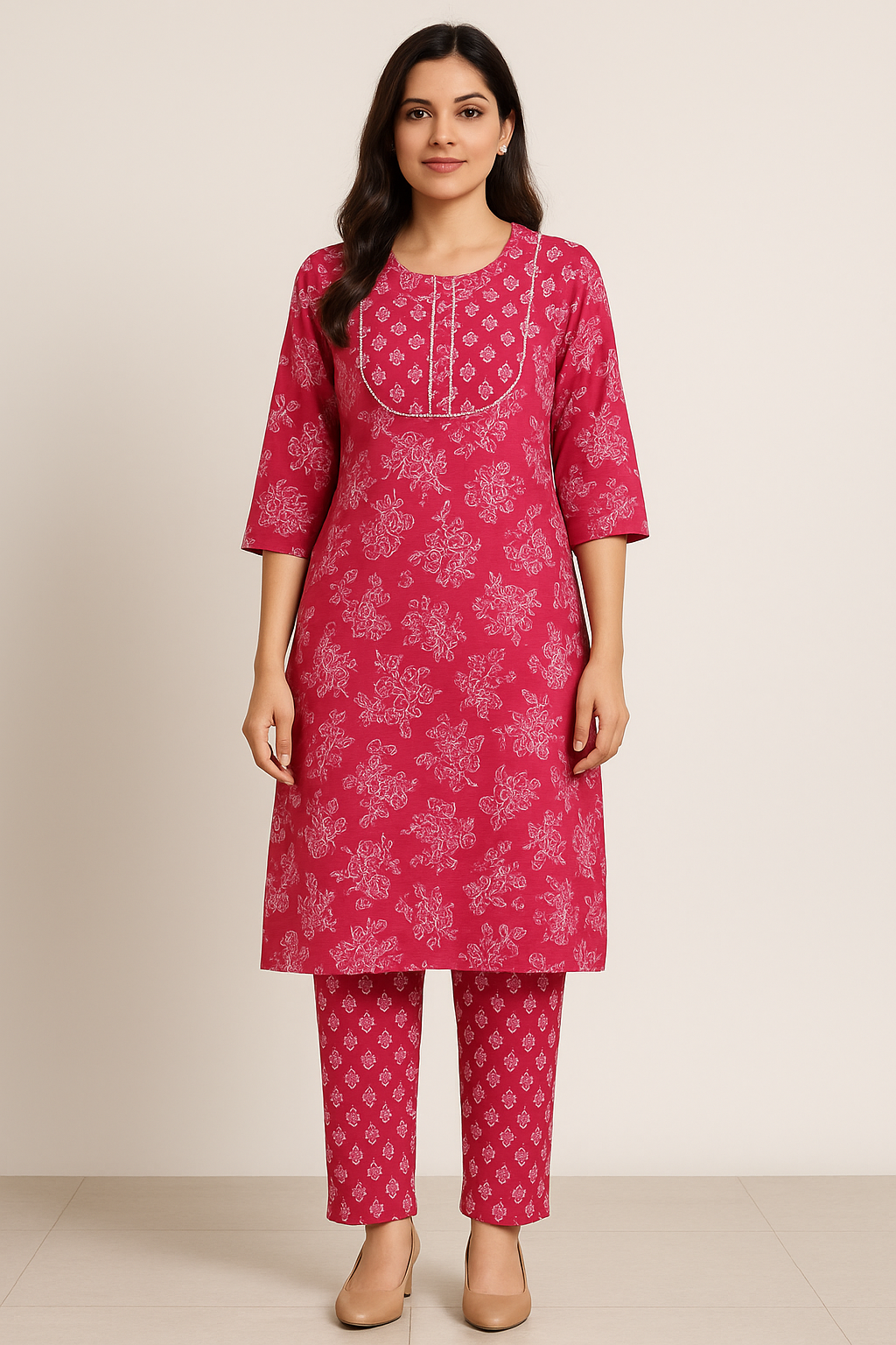 Women Pure Cotton Kurti Pant Set